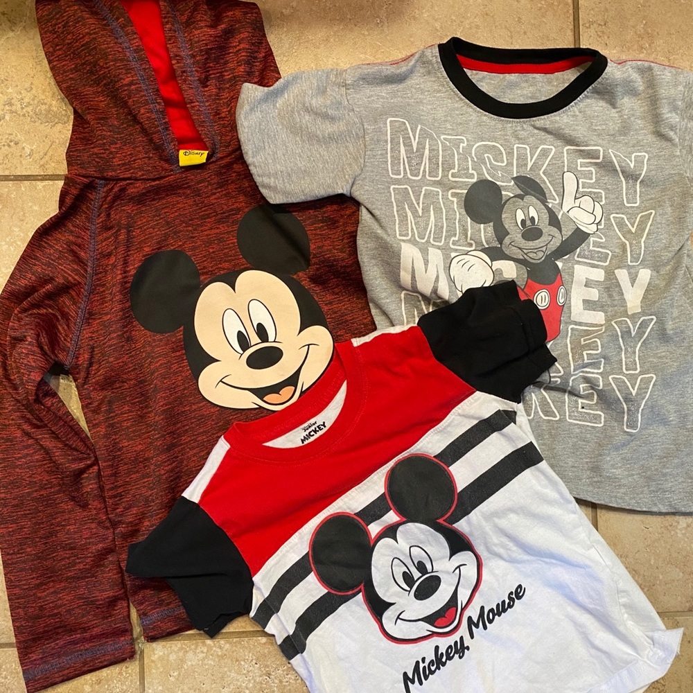 Lot of Mickey Mouse shirts/hoodie size 7